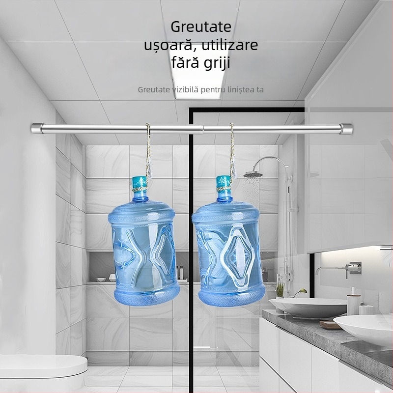 Bară telescopică din oțel inoxidabil pentru haine, pentru dulap, stil modern minimalist, finisaj lustruit