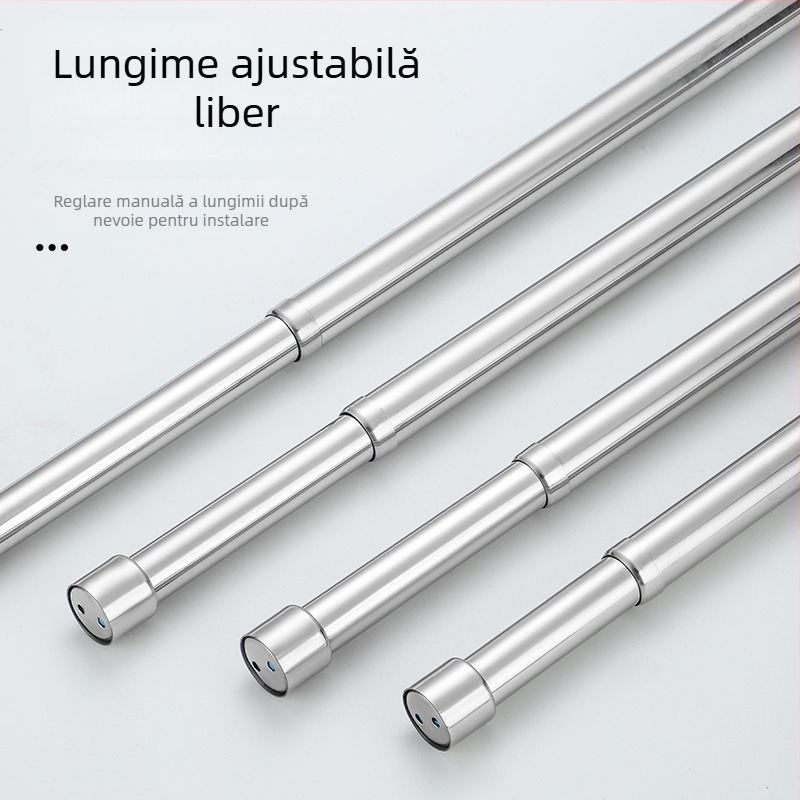 Bară telescopică din oțel inoxidabil pentru haine, pentru dulap, stil modern minimalist, finisaj lustruit