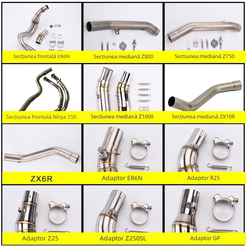 Țevă de evacuare pentru motocicletă – secțiune mijlocie frontală pentru Kawasaki ER6N/Z800/Z750/Ninja 250/Z1000/ZX10R/ZX6R, brand Mopie, model 0000