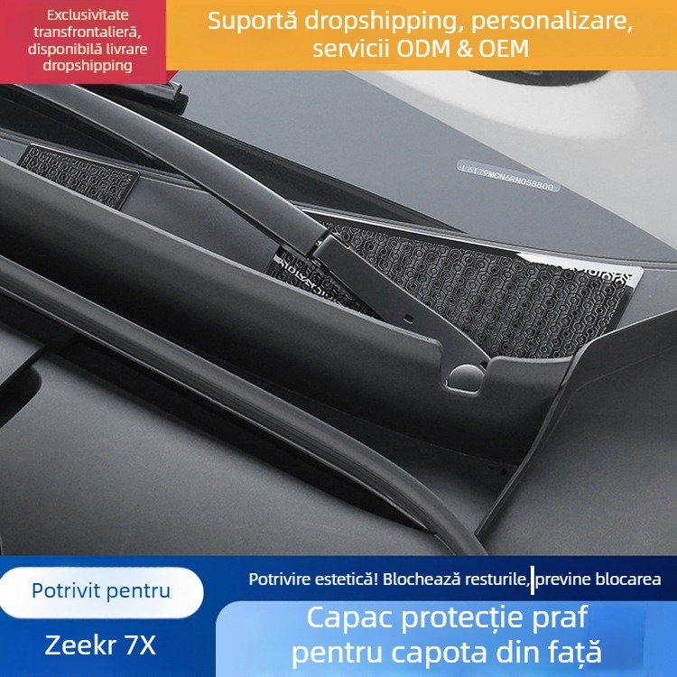 Acoperire din oțel inoxidabil pentru praf la capota frontală și plasă antiinsecte pentru Zeekr 7X, protecție compartiment motor