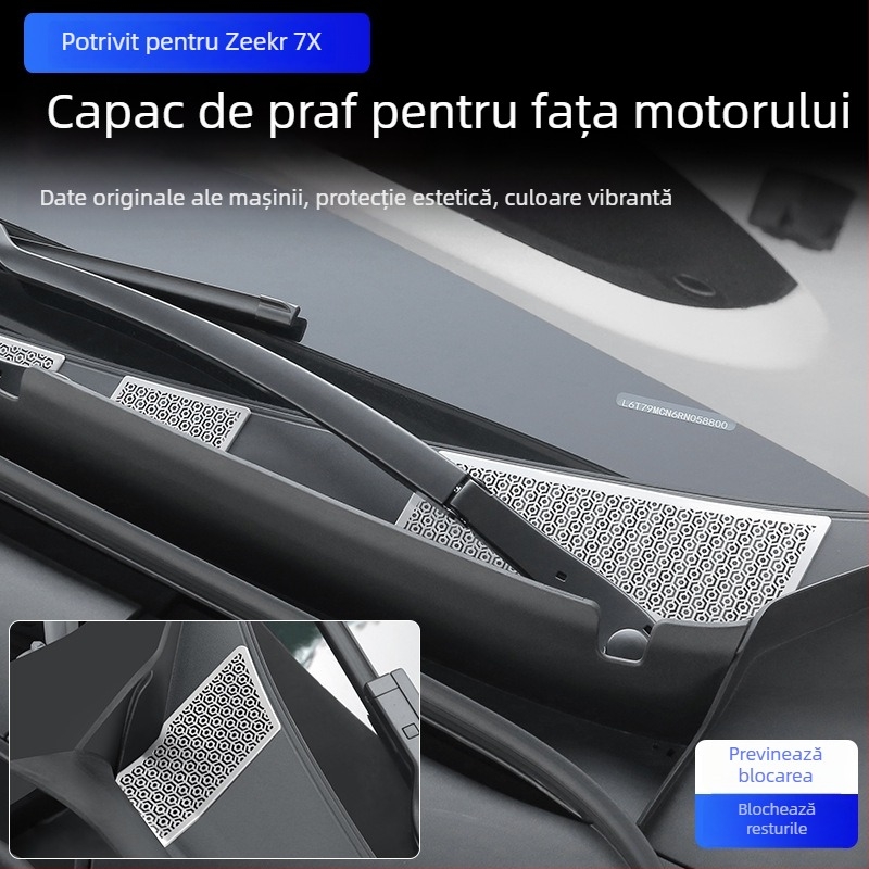 Acoperire din oțel inoxidabil pentru praf la capota frontală și plasă antiinsecte pentru Zeekr 7X, protecție compartiment motor