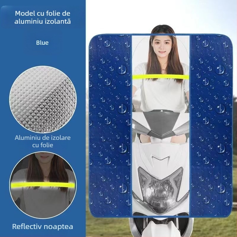 Protecție parbriz frontal pentru motocicletă electrică, membrană HD transparentă, material: folie de aluminiu + PVC, modelul 001, distanța dintre oglinzi până la 85 cm, protecție solară, pliabil