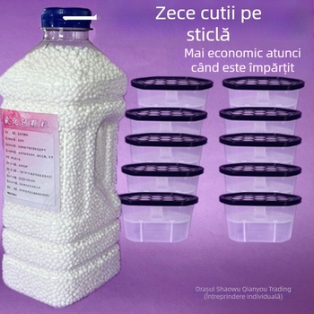 Granule de clorură de calciu – absorber de umiditate, ambalate în cutie pentru uz casnic