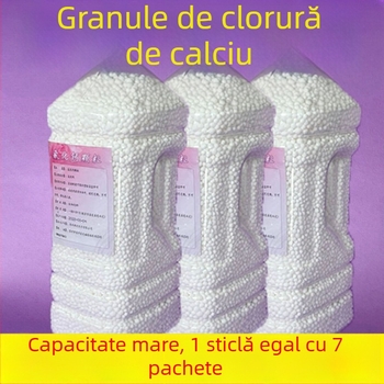 Granule de clorură de calciu – absorber de umiditate, ambalate în cutie pentru uz casnic