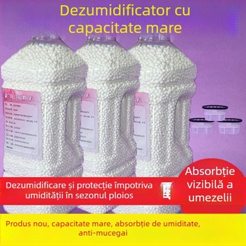 Granule de clorură de calciu – absorber de umiditate, ambalate în cutie pentru uz casnic