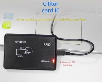 Cititor de carduri IC/M1 fără contact, 13,56 MHz, timp de citire 0,1 s, distanță de citire 3–10 cm