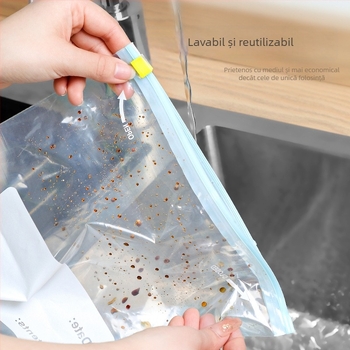 Sac de vid pentru congelator, calitate alimentară PE, îngroșat, auto-sigilant, pentru depozitare la frigider, -60°C până la 100°C, ambalare 15/20/25 bucăți