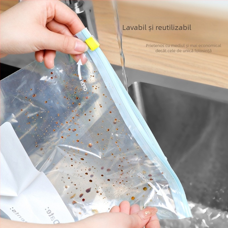 Sac de vid pentru congelator, calitate alimentară PE, îngroșat, auto-sigilant, pentru depozitare la frigider, -60°C până la 100°C, ambalare 15/20/25 bucăți