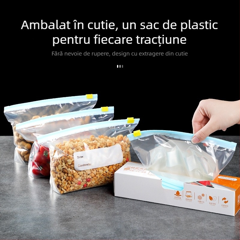 Sac de vid pentru congelator, calitate alimentară PE, îngroșat, auto-sigilant, pentru depozitare la frigider, -60°C până la 100°C, ambalare 15/20/25 bucăți