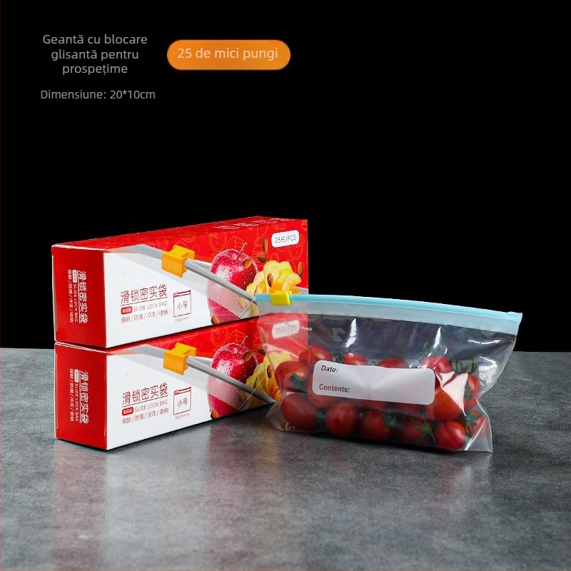 Sac de vid pentru congelator, calitate alimentară PE, îngroșat, auto-sigilant, pentru depozitare la frigider, -60°C până la 100°C, ambalare 15/20/25 bucăți