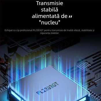 Lite Cablu USB spre RS232 serial ZE394C, cip PL2303, interfață USB-Serial, 300bps–921600bps, conector masculin