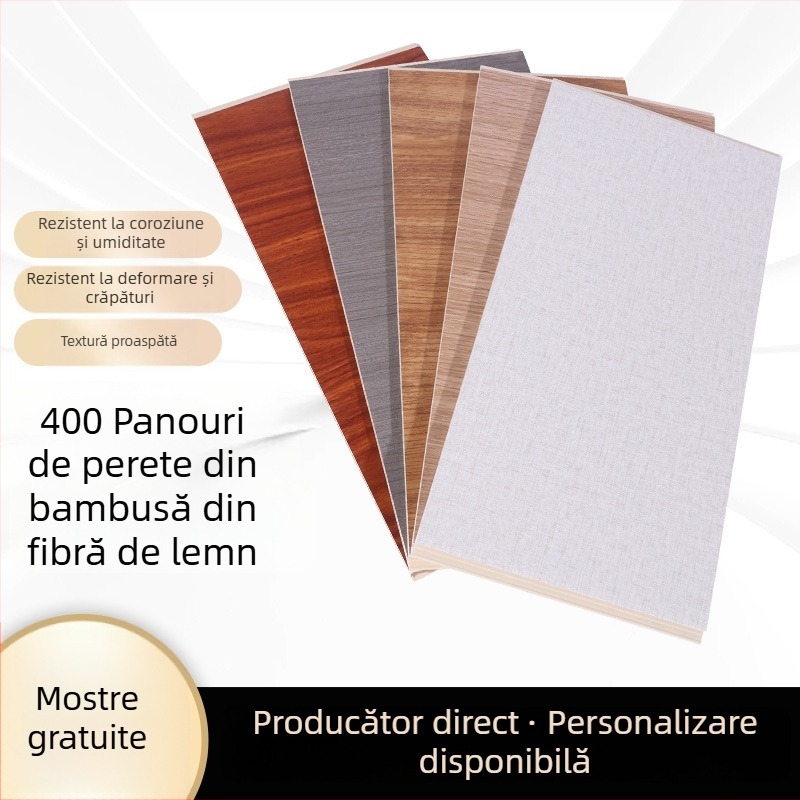 Panou integrat pentru pereți și plafoane din fibre de bambus - fără suduri, stil modern și simplu; Material: fibre de bambus; Izolație fonică: Medie; Conductivitate termică: Medie