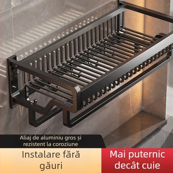 Suport pentru prosoape din aluminiu spațial – montaj fără găuri, set pentru baie, etajeră de depozitare