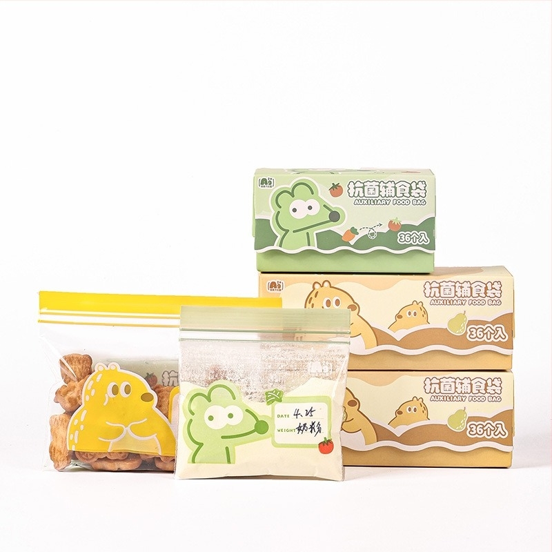 Sac sigilat pentru depozitarea alimentelor, antibacterian, PE de calitate alimentară; Material: PE; Lungime sigilare: 5–20 cm; Toleranță grosime: ±0.1–0.3 mm; 36 buc./cutie; Brand: Junyu.