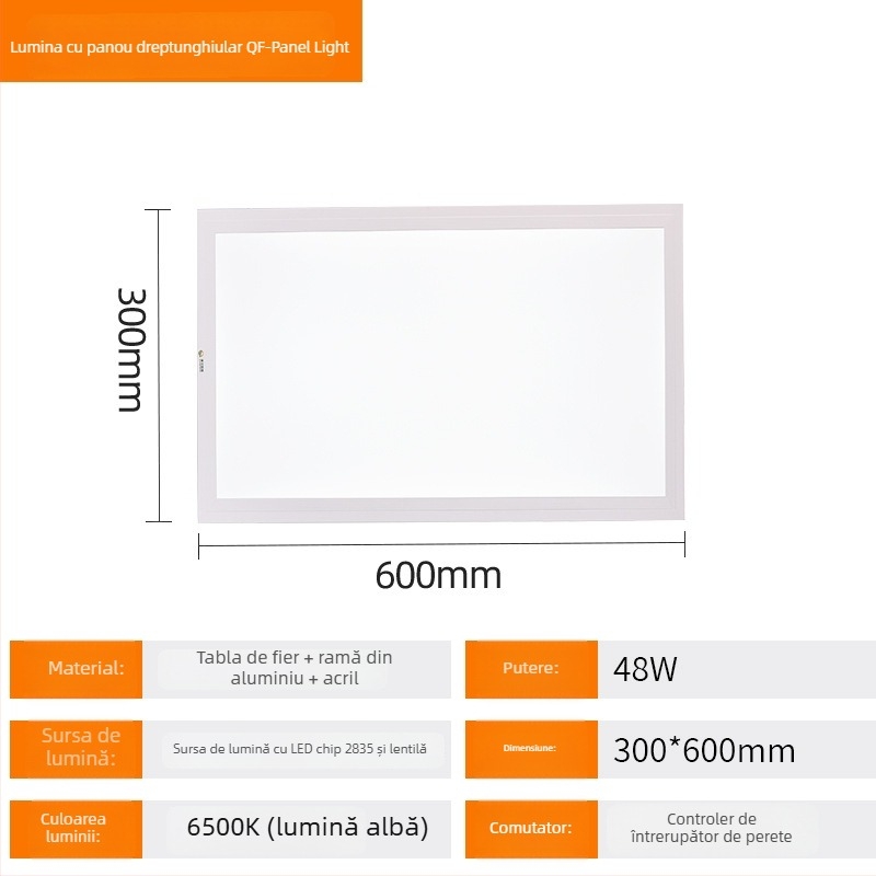 Panel LED pentru plafon Upgraded Flat Light Gold T3, 220V, 1500 lm, 6500K, aluminiu