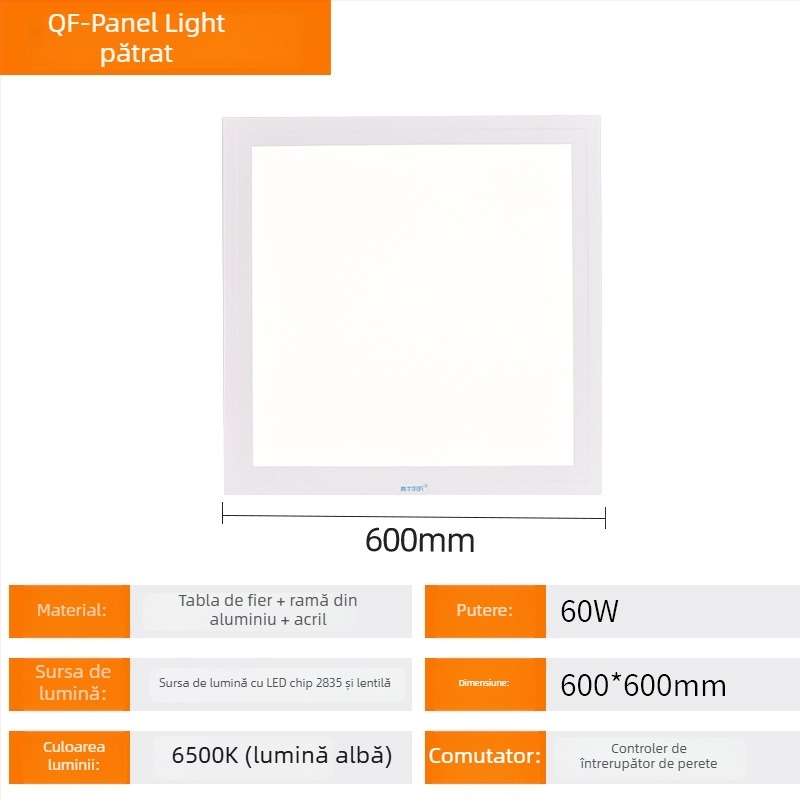 Panel LED pentru plafon Upgraded Flat Light Gold T3, 220V, 1500 lm, 6500K, aluminiu