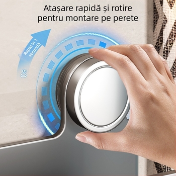 Suport pentru periuțe de dinți și cupe de gură, montaj pe perete, set din două piese (Brand Baihan, Material Aluminiu Spațial, Finisaj: Pulverizare Plastic, Stil: Simplitate Modernă)