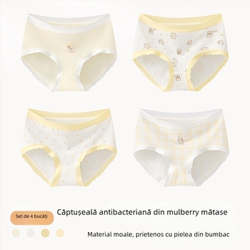 Chiloți pentru fete din amestec de bumbac, Clasa A, 47,5% bumbac, pentru copii peste 8 ani (peste 140 cm), Colecția de iarnă 2024