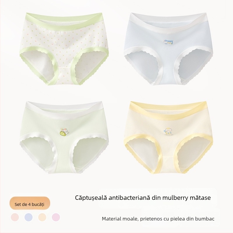 Chiloți pentru fete din amestec de bumbac, Clasa A, 47,5% bumbac, pentru copii peste 8 ani (peste 140 cm), Colecția de iarnă 2024