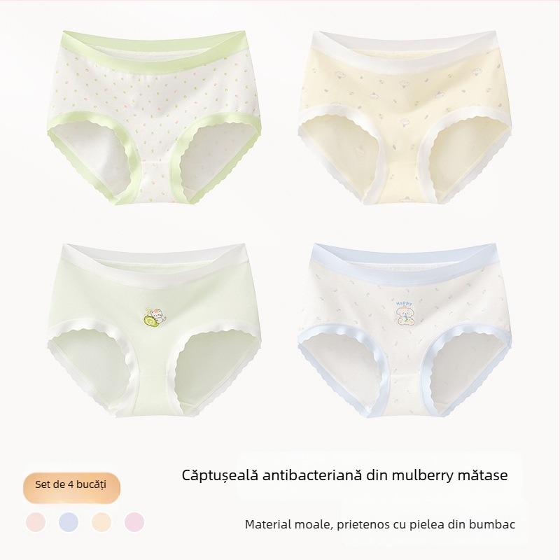 Chiloți pentru fete din amestec de bumbac, Clasa A, 47,5% bumbac, pentru copii peste 8 ani (peste 140 cm), Colecția de iarnă 2024