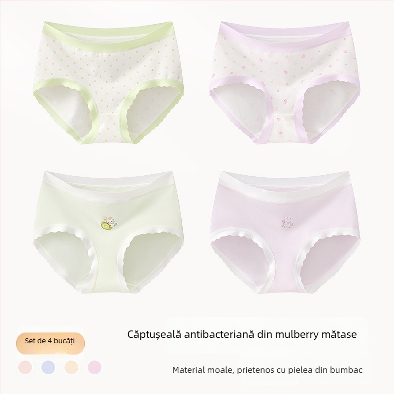 Chiloți pentru fete din amestec de bumbac, Clasa A, 47,5% bumbac, pentru copii peste 8 ani (peste 140 cm), Colecția de iarnă 2024