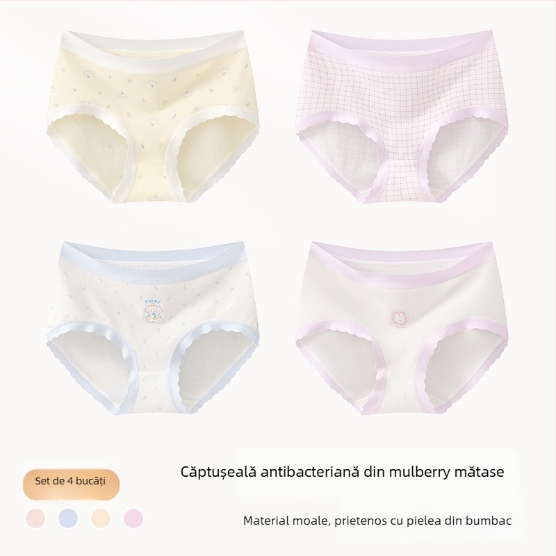 Chiloți pentru fete din amestec de bumbac, Clasa A, 47,5% bumbac, pentru copii peste 8 ani (peste 140 cm), Colecția de iarnă 2024