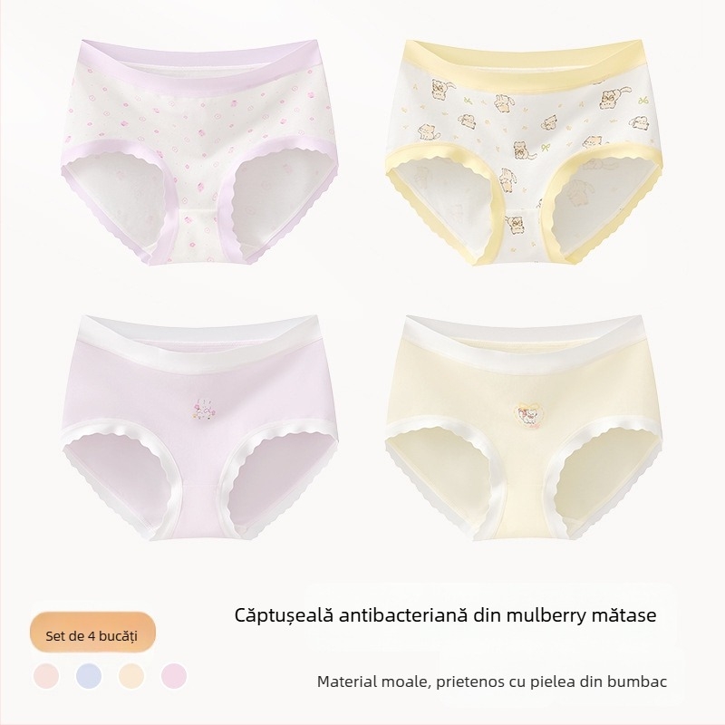 Chiloți pentru fete din amestec de bumbac, Clasa A, 47,5% bumbac, pentru copii peste 8 ani (peste 140 cm), Colecția de iarnă 2024