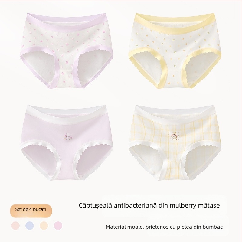 Chiloți pentru fete din amestec de bumbac, Clasa A, 47,5% bumbac, pentru copii peste 8 ani (peste 140 cm), Colecția de iarnă 2024