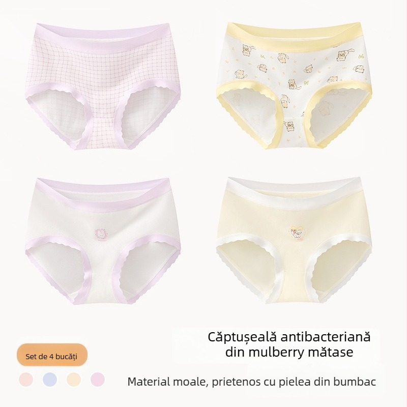 Chiloți pentru fete din amestec de bumbac, Clasa A, 47,5% bumbac, pentru copii peste 8 ani (peste 140 cm), Colecția de iarnă 2024