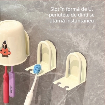 Suport pentru periuțe de dinți, montat pe perete, cu prindere magnetică, din plastic, personalizare siglă