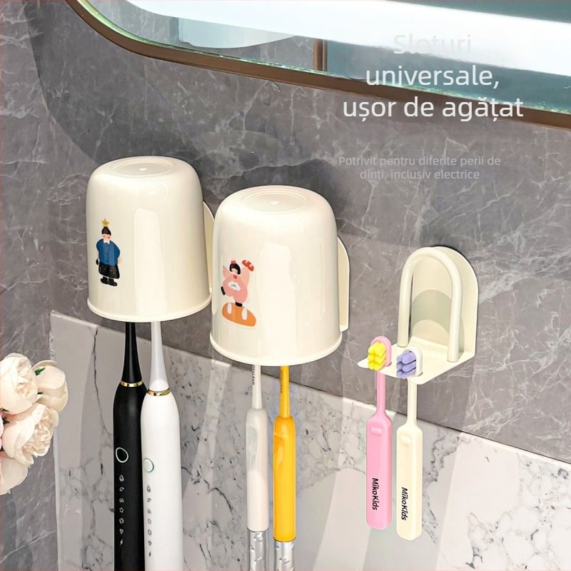Suport pentru periuțe de dinți, montat pe perete, cu prindere magnetică, din plastic, personalizare siglă