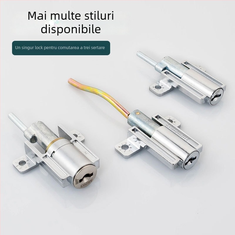 Încuietoare pentru dulapuri triple — Model: Triple cabinet lock; Material: oțel laminat la rece; Gama de aplicație: dulapuri de fier cu trei compartimente; Marcă: Hui Pan