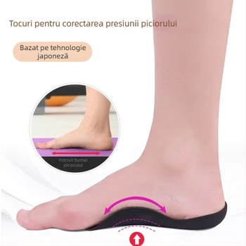 Talpă ortopedică cu formă de picior pentru inversie și platfus, material TPR, talpă de jumătate de mărime, ortopedice, unisex