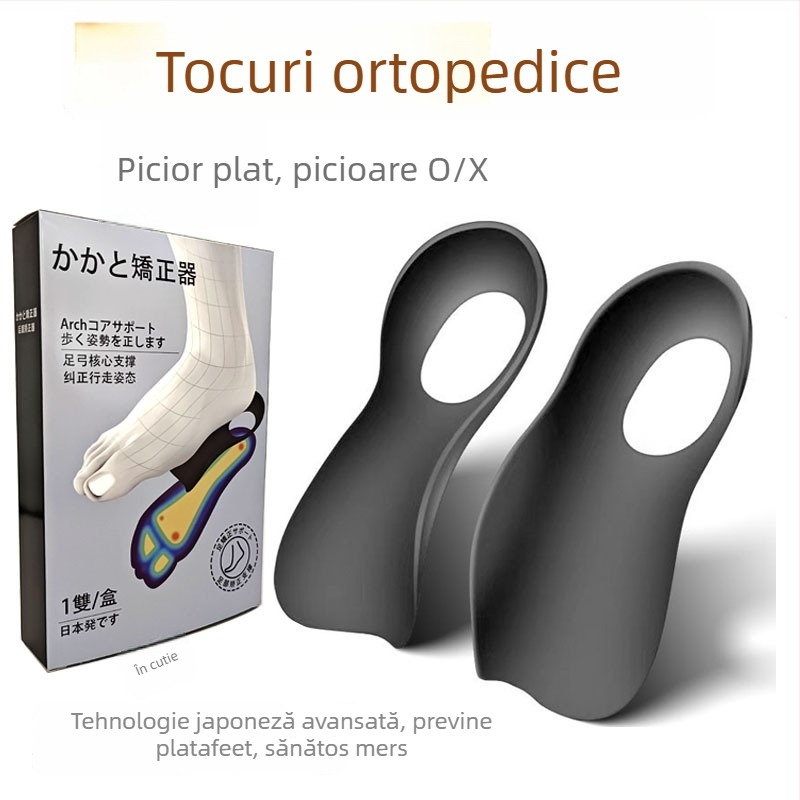 Talpă ortopedică cu formă de picior pentru inversie și platfus, material TPR, talpă de jumătate de mărime, ortopedice, unisex