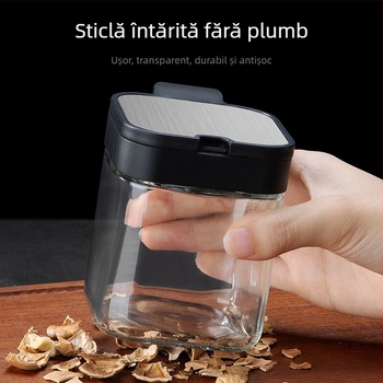 Set montat pe perete pentru condimente, din oțel inoxidabil, cu recipient pentru sare și borcane pentru condimente solide, lansat în 2024