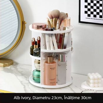 Raft cosmetic rotativ, 3 etaje, organizator de masă din plastic, rotație la 360°