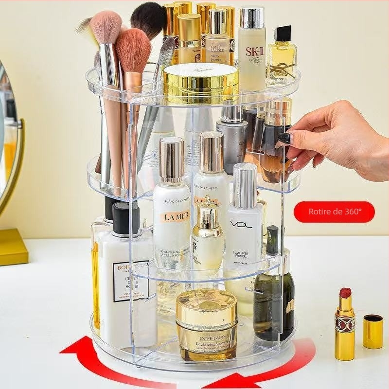 Raft cosmetic rotativ, 3 etaje, organizator de masă din plastic, rotație la 360°