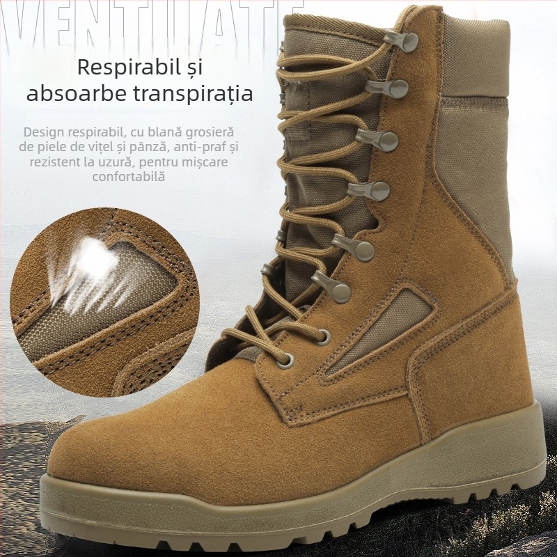 Ghete tactice antiaderente — înalte, piele nubuc nivel doi, impermeabile, model BL, pentru outdoor
