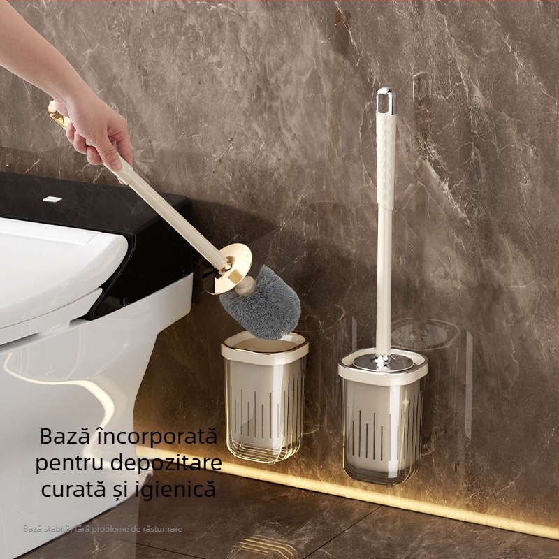 Park soo Set perie de WC montat pe perete, mâner lung, din plastic, fără găuri
