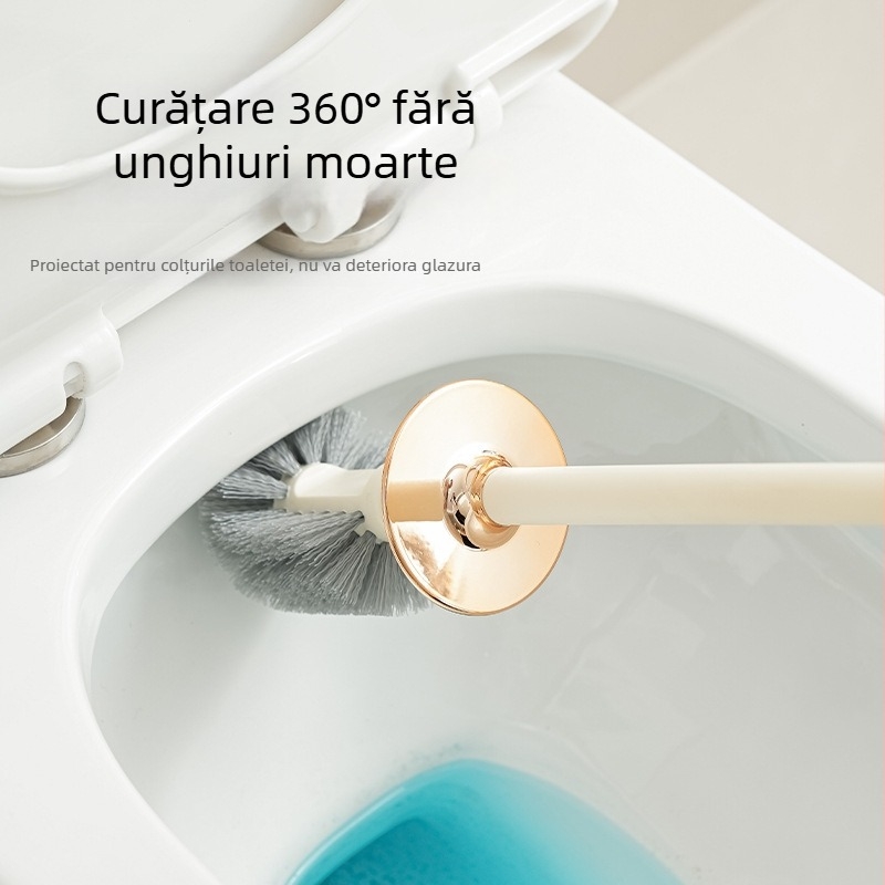 Park soo Set perie de WC montat pe perete, mâner lung, din plastic, fără găuri