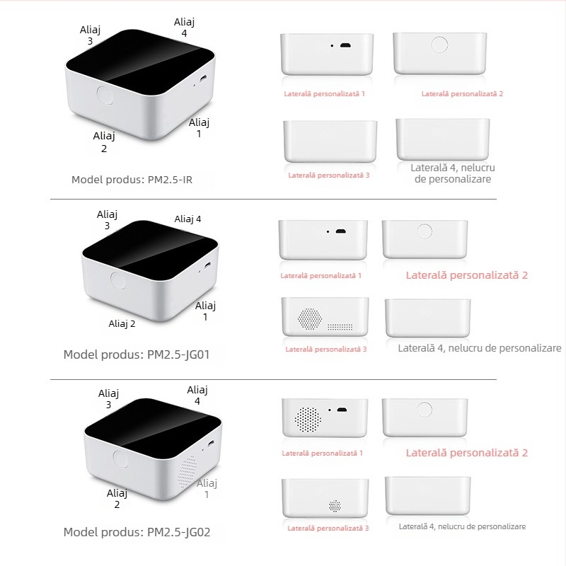 Carcasă detector CO și formaldehidă: senzor PM2.5, senzor temperatură și umiditate, monitorizare calitate aer, carcasă ABS+PC