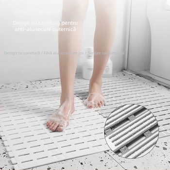 Covoraș antiderapant pentru baie - pătrat, din TPE, model dungat, pentru baie și balcon, stil modern simplu