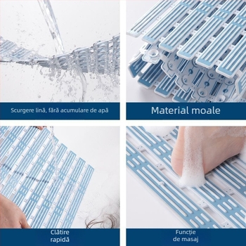 Covoraș antiderapant pentru baie - pătrat, din TPE, model dungat, pentru baie și balcon, stil modern simplu