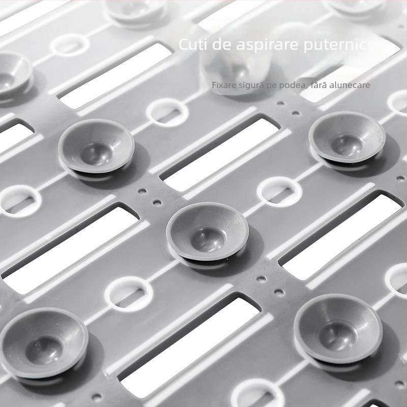 Covoraș antiderapant pentru baie - pătrat, din TPE, model dungat, pentru baie și balcon, stil modern simplu