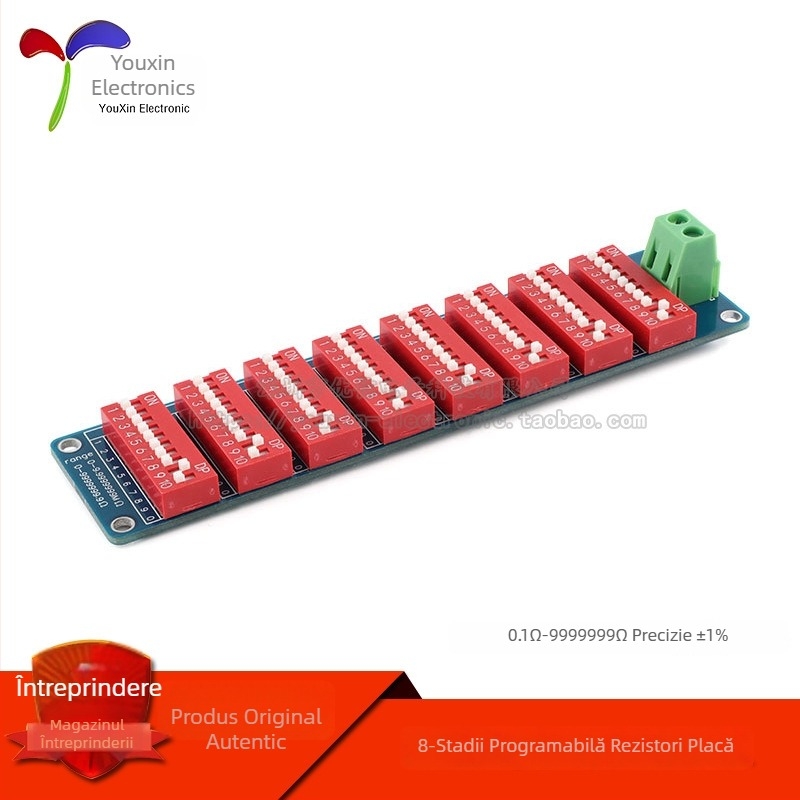 Modul placă rezistor programabil, panou, interval 0,1 Ω la 9.999.999 Ω, tip cu opt segmente, precizie 1%