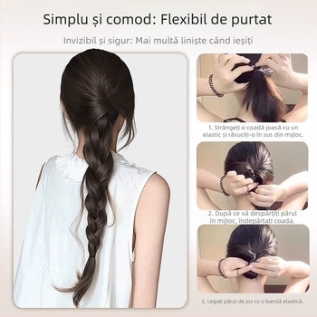 Perucă cu coadă, model Fishy Ponytail, păr din sârmă rezistentă la temperaturi înalte, mecanism, nu poate fi vopsită