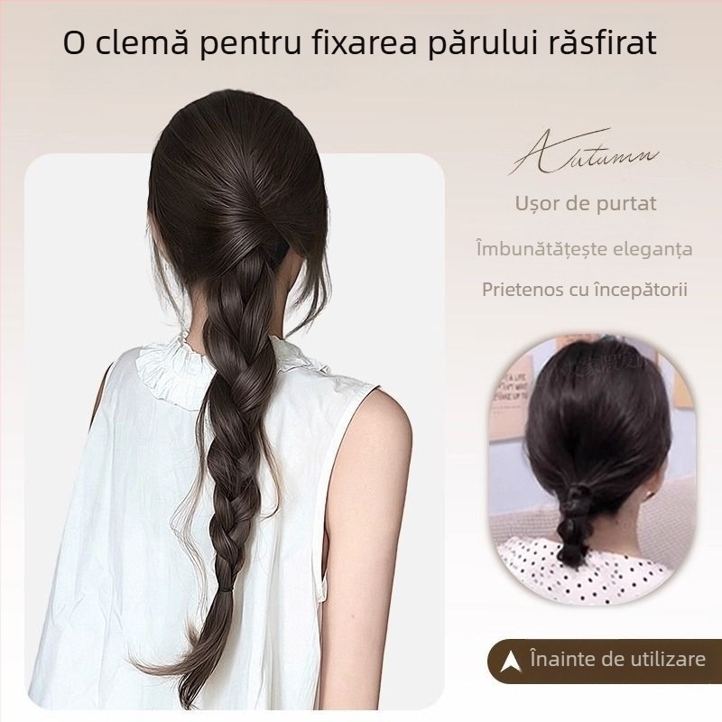 Perucă cu coadă, model Fishy Ponytail, păr din sârmă rezistentă la temperaturi înalte, mecanism, nu poate fi vopsită