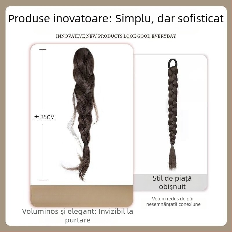 Perucă cu coadă, model Fishy Ponytail, păr din sârmă rezistentă la temperaturi înalte, mecanism, nu poate fi vopsită