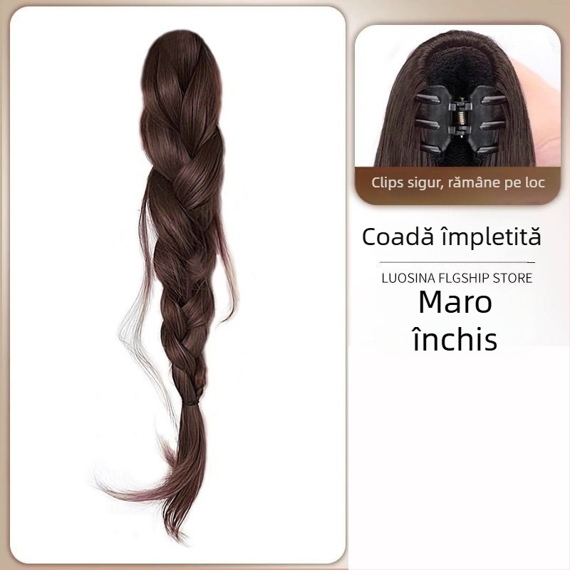 Perucă cu coadă, model Fishy Ponytail, păr din sârmă rezistentă la temperaturi înalte, mecanism, nu poate fi vopsită