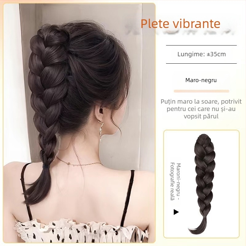 Perucă cu coadă, model Fishy Ponytail, păr din sârmă rezistentă la temperaturi înalte, mecanism, nu poate fi vopsită